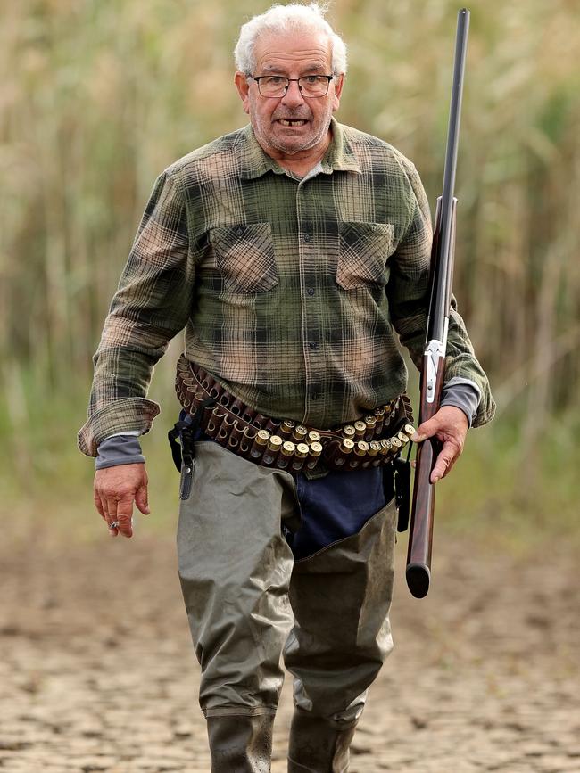 A hunter near Lake Connewarre at the opening of duck hunting season. Picture: Alison Wynd