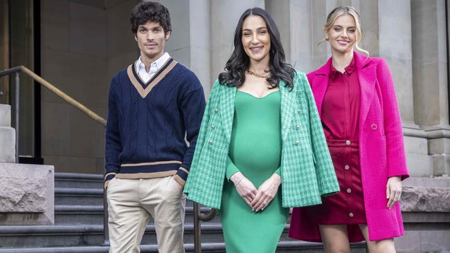 How to shop on a shoestring and make most of mid season sales, Myer face Tayla Damir with models Luke Hatton and Zoe Nieuw.Picture by Wayne Taylor 8th June 2023