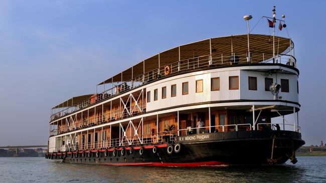 The 48-passenger RV Mekong Pandaw, an olde-worlde beauty of brass and teak.