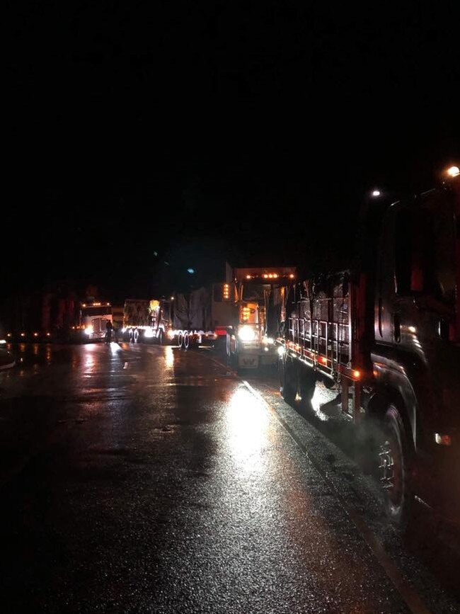 The semi-trailer convoy en route from Gruyere.