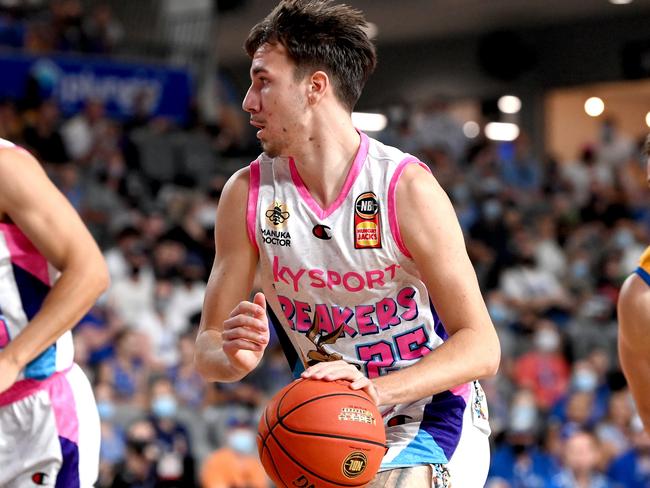 Chris Aanstey believes New Zealand’s young French import Hugo Besson is the pick of the league’s NBA draft hopefuls. Picture: Getty Images