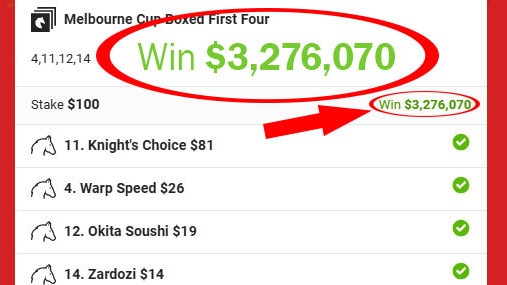 Now THAT's a win ... the lucky Ladbrokes punter's 2024 Melbourne Cup first four ticket which collected a whopping $3.2 million.