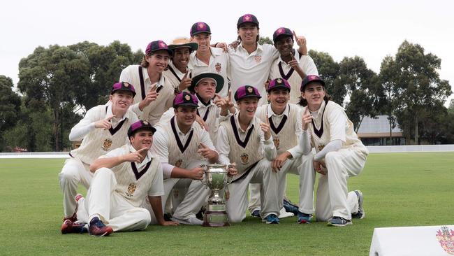 Haileybury celebrate their 2018 APS cricket premiership. (Picture: Supplied)