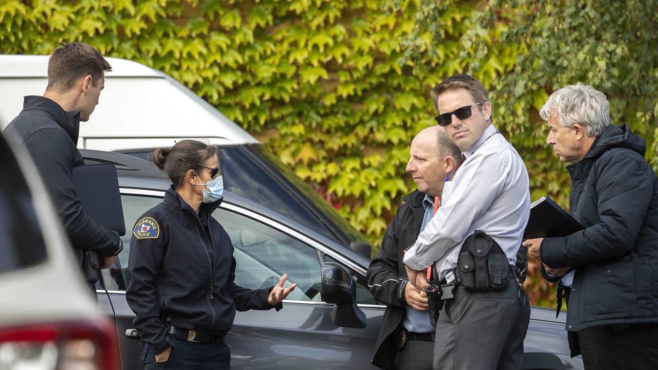 Police at the scene of the Harrington Street address of murder victim Benjamin Harris in 2022. Picture: Chris Kidd