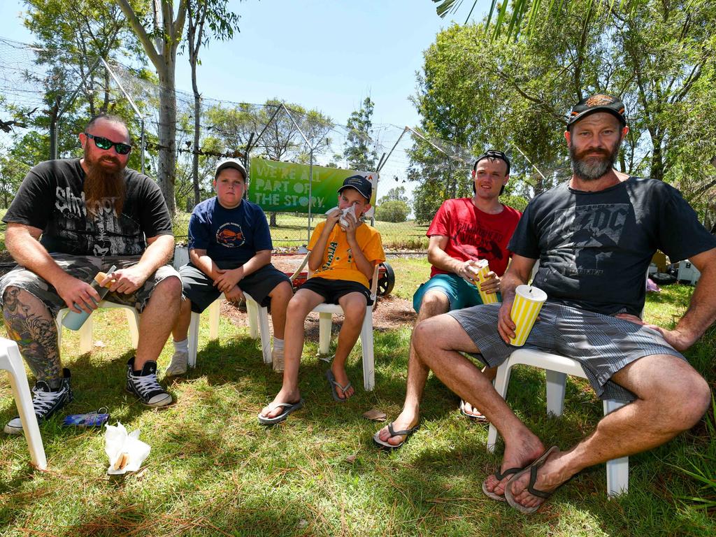 Australia Day at Casino Mini Railway are: Luke, Rory and Bailey Byrnes with Kurt Curson and Mitchell Bird of Casino.