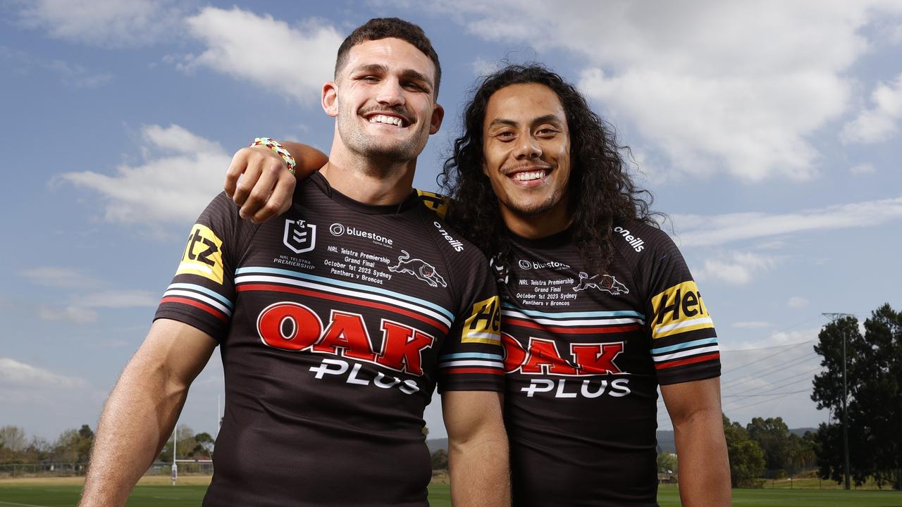 Nathan Cleary and Jarome Luai, the band’s back together. Picture: Jonathan Ng