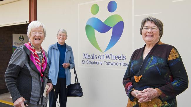 Lillian Fisher, Lola Jeffrey and Sue Tyson from Meal on Wheels Toowoomba who celebrated celebrates 60 years in Toowoomba in September last year.