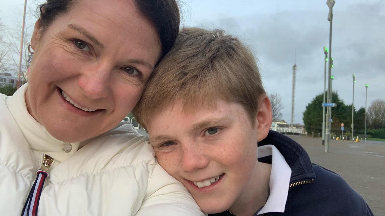 Annie Campbell, 46, from Bowral, with her son, Tom, 12. Two of Ms Campbell’s sons have agreed to her supervising their Instagram activity, but her youngest, Tom, said no. Picture: Supplied