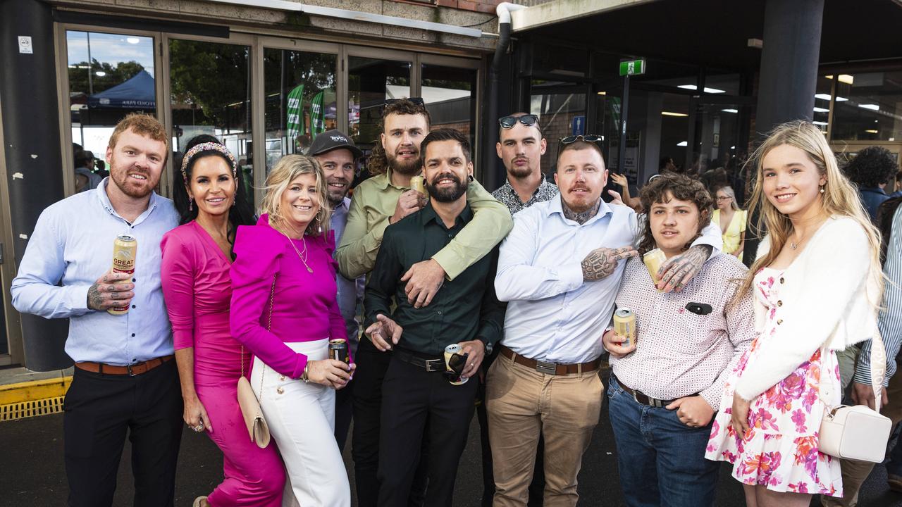 At Weetwood raceday are (from left) Jack Barr, Danelle Seaton, Georgia Burton, Craig David, Mitch McCarroll, Trent Adams, Cyrus Boakes, Lewis McFie, Luke Philp and Katelyn Myers at Clifford Park, Saturday, September 28, 2024. Picture: Kevin Farmer