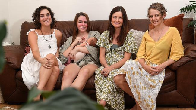 Karlee Flynn (LEFT) and Sara Moul (RIGHT), with customers Kirsty-Rae Price and Hannah McQillan, have opened Let's Talk Birth, helping women before, through and after their pregnancies, be transformative, not traumatic. PICTURE: MATT TAYLOR.