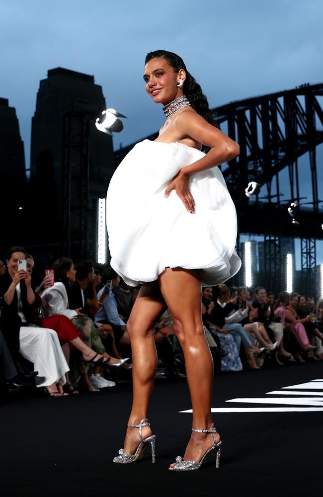 Australian actor Madeleine Madden wowed in a striking catwalk outfit. Picture: Brendon Thorne/Getty Images