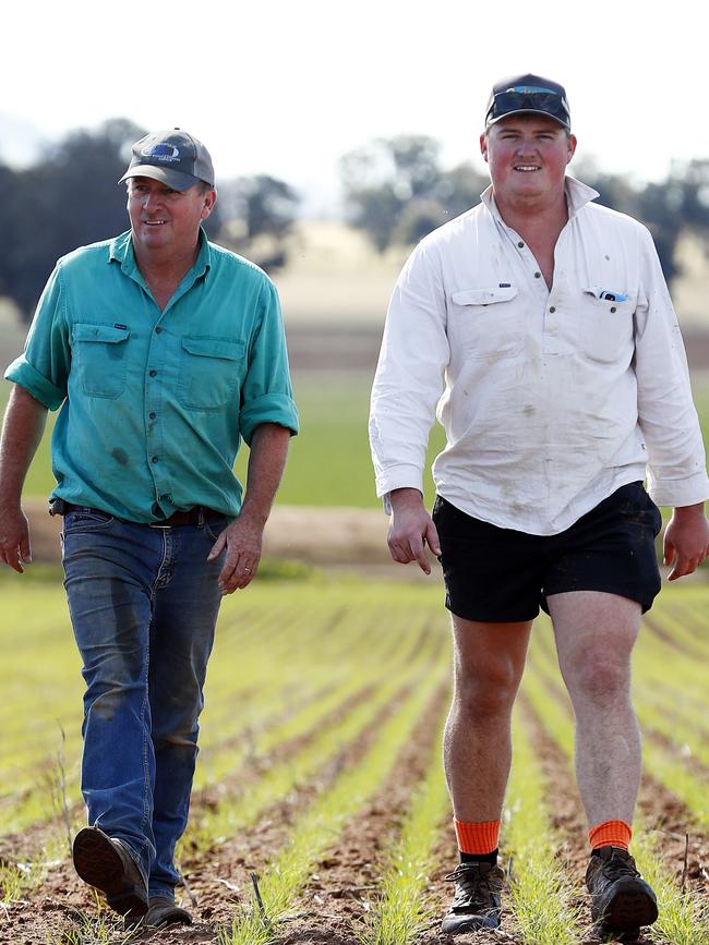 Farmers Chris Groves and his son Oliver. Picture: Sam Ruttyn