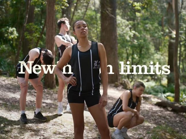 A 60-second TV ad for Newington’s coeducational intake pictures boys and girls doing sport including rugby alongside each other. Picture: Newington College