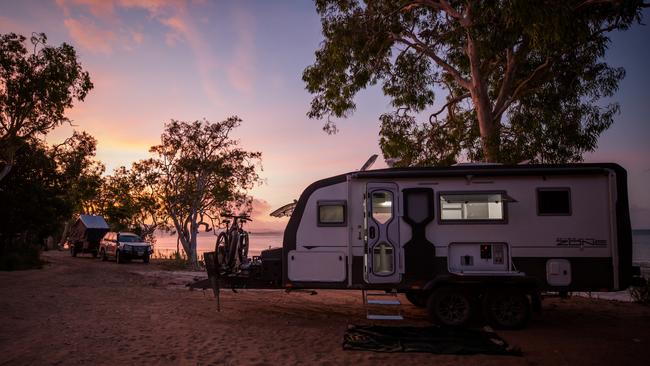 Caravanners set up camp at Eddie's Campground at Elim Beach in Cape York. Picture: TTNQ