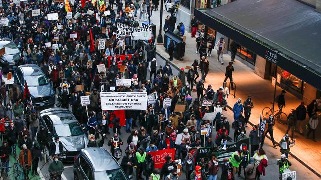 Demonstrators in Chicago march in protest at the not guilty verdict. Picture: AFP.