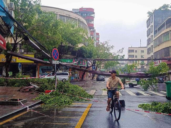 More than 110,000 people have been relocated across Guangdong, according to Xinhua. Picture: AFP