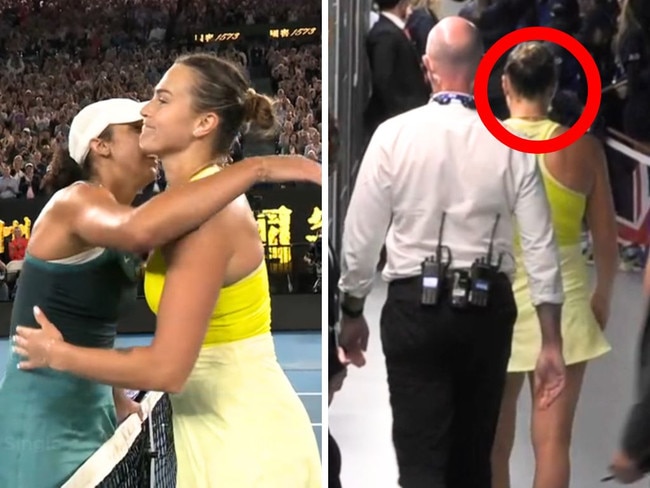 Aryna Sabalenka has been called out for taking away from Madison Keys' moment. Image: Stan