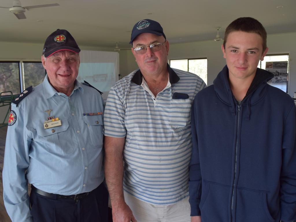 Mick Davis, Scott and Henry Gale at the 100 year celebration of the Springsure Ambulance Station at the Springsure Golf Club on Saturday, May 22. There were historical displays, a vehicle line up, children's activities and more.