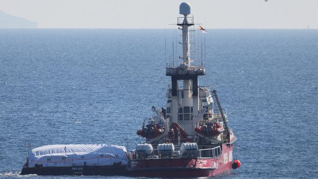 The Open Arms departs Larnaca, Cyprus on Tuesday. Picture: Reuters