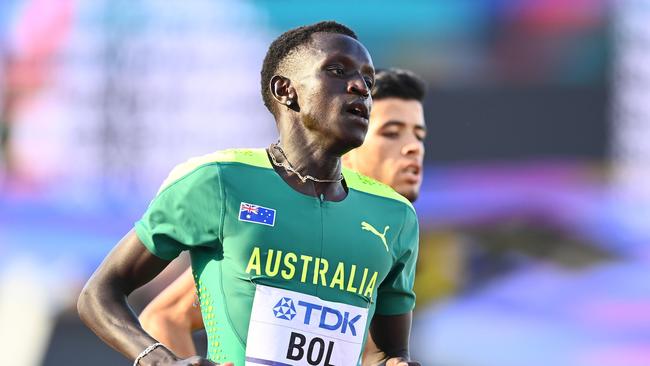 Australian Sudanese Peter Bol of Team Australia competes in the Men's 800m Final on day nine of the World Athletics Championships in Oregon this month. Picture: Hannah Peters/Getty Images for World Athletics