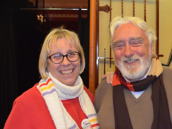 Jumpers and Jazz in July organising committee members Sally Edwards (left) and Don Hughes at the Saturday Jazz Lounge as part of Jumpers and Jazz in July in Warwick.