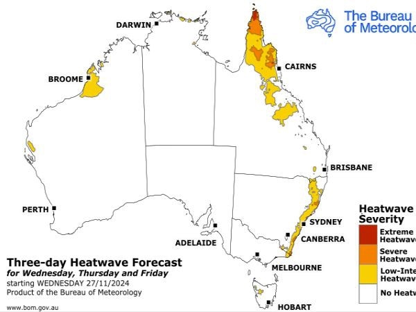 Millions of residents across NSW have suffered blackouts as the heatwave continues to grip the nation. Picture: Bureau of Meteorology