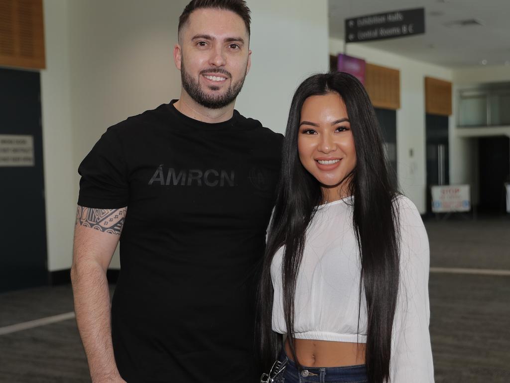 Matthew Pearce and Natcha Yimbunlue at the Tim Tszyu vs Carlos Ocampo Interim WBO Super Welterweight World title contest at the Convention Centre in Broadbeach. Photo: Regi Varghese