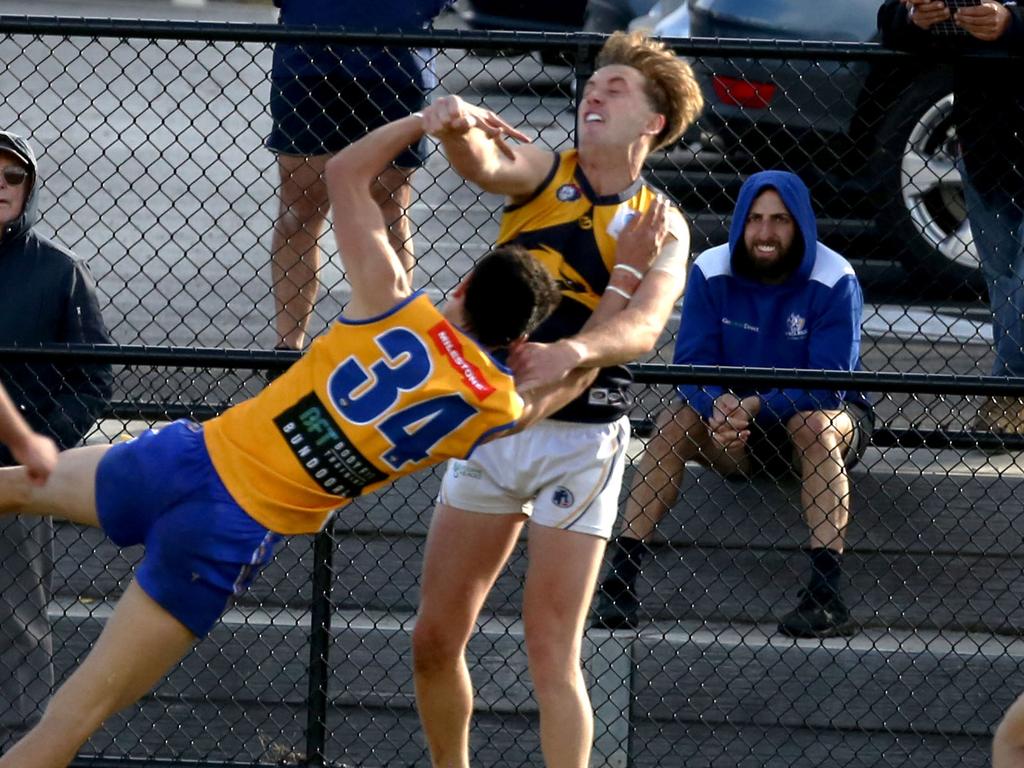 Northern: Macleod Hayden Gill takes a tumble against Whittlesea. Picture: Stuart Milligan