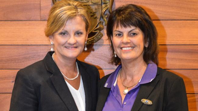 Redland mayor Karen Williams and Cr Wendy Boglary, when she was the city’s deputy mayor.