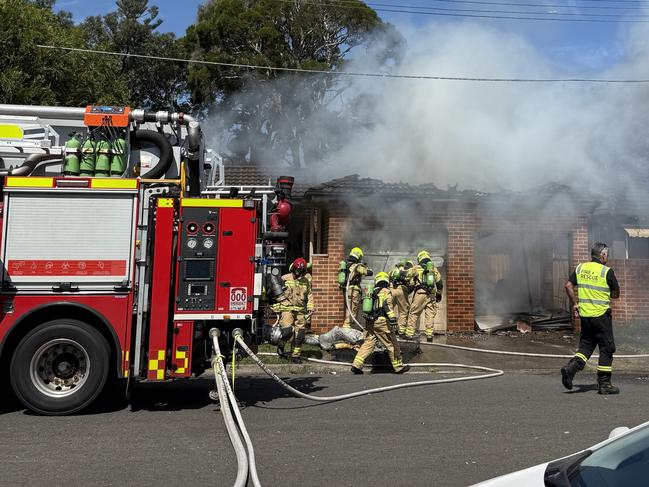 House fire on McPherson Avenue Punchbowl Sydney on Monday January 27 2025 shortly after 3pm. Picture: Dylan Arvela