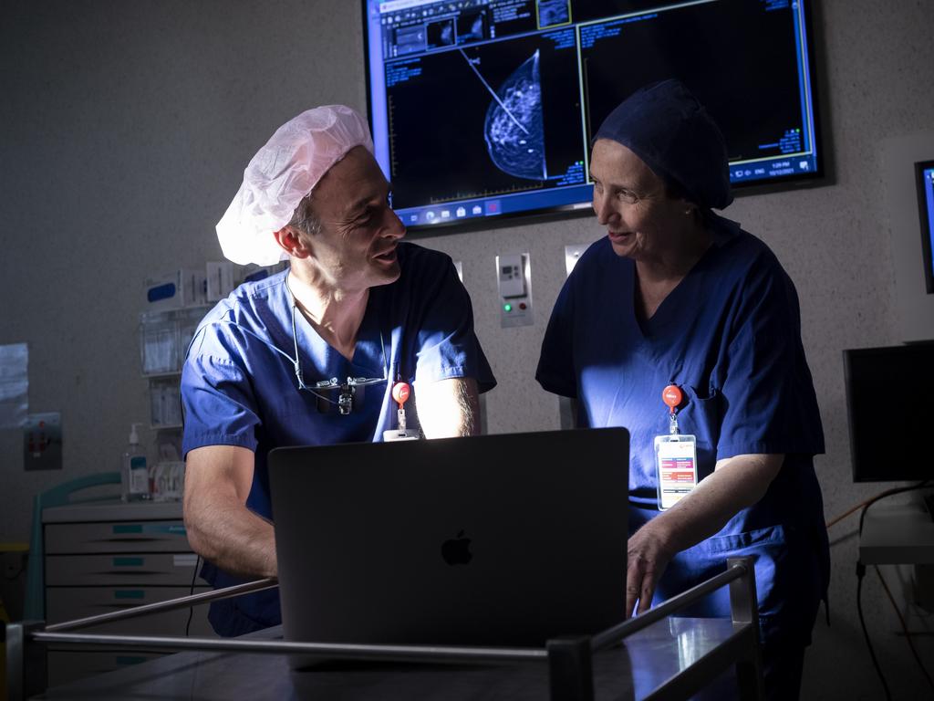 Dr Senior at Cabrini hospital with plastic surgeon Mr Simon Overstall. Picture: Chris Hopkins
