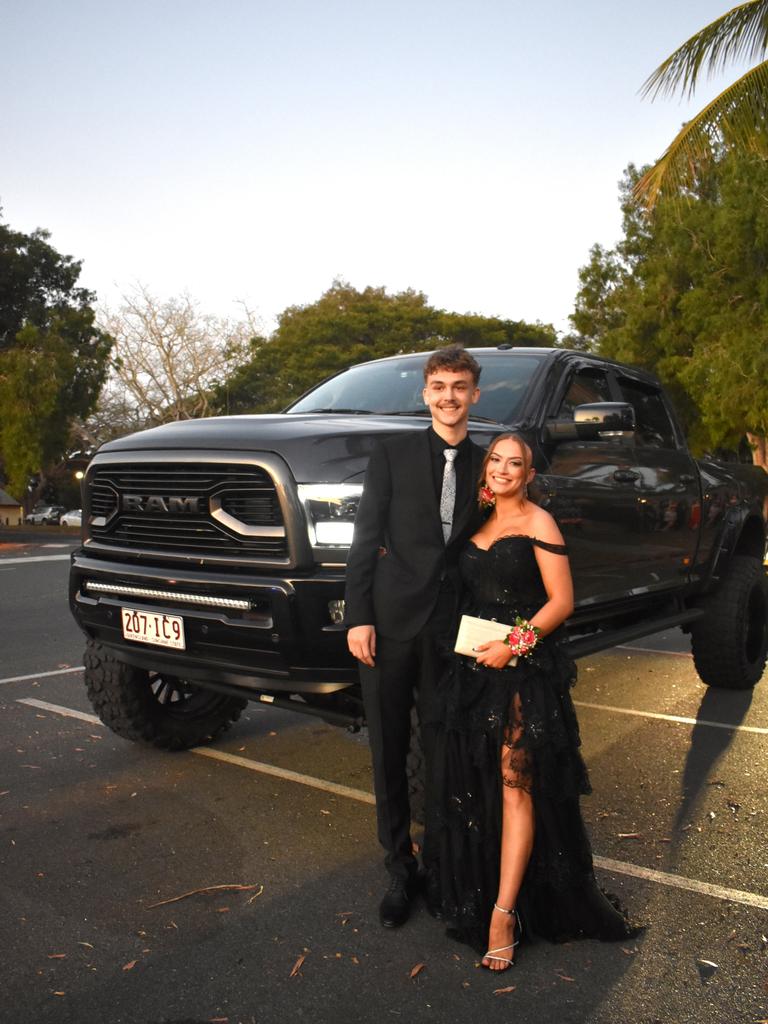 Kaii Hoffmann and Adelle Bartolo at Mirani State High School formal at Ocean International on September 8, 2023. Photo: Zoe Devenport