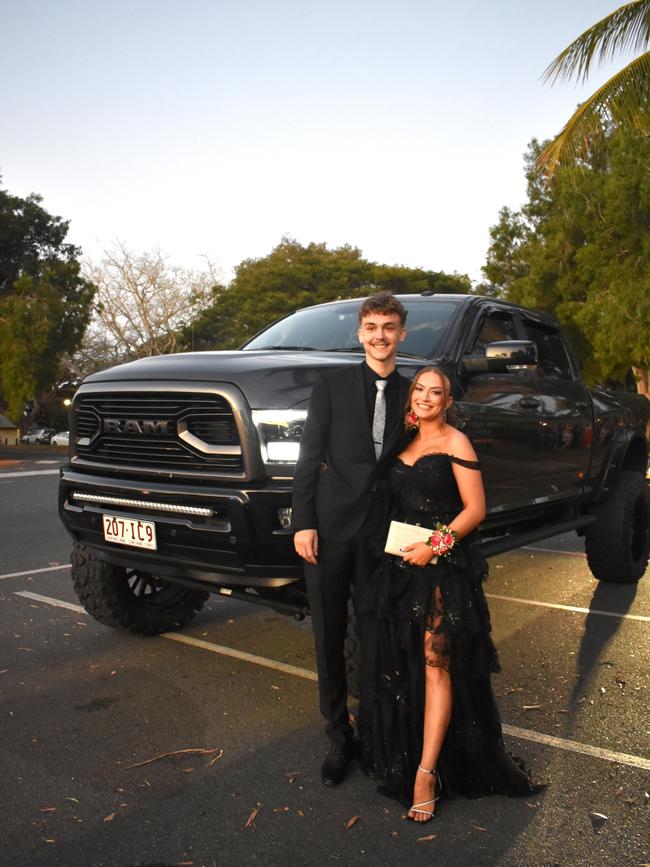 Kaii Hoffmann and Adelle Bartolo at Mirani State High School formal at Ocean International on September 8, 2023. Photo: Zoe Devenport