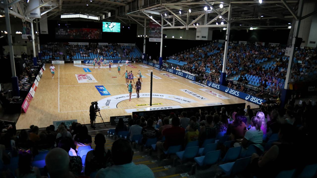 Super Netball game between Firebirds and Vixens at Cairns pop up stadium. PICTURE: STEWART McLEAN