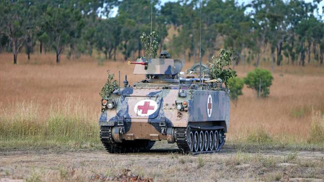 An armoured vehicle at Shoalwater Bay. Picture: Allan Reinikka ROK230618ashoalwa