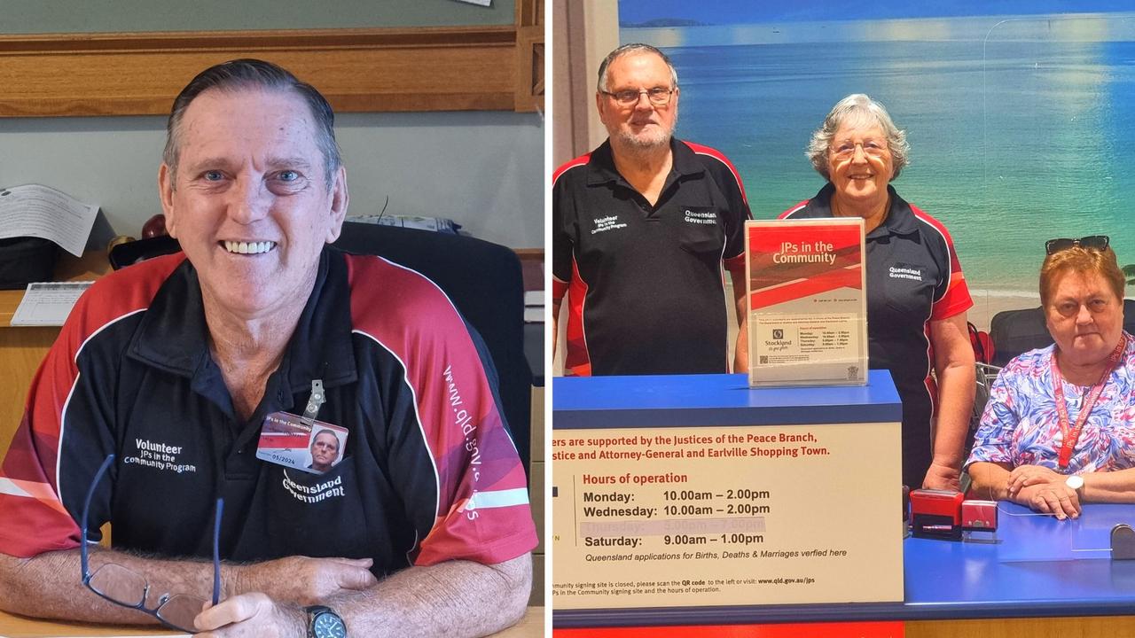 Grahame Connett works as a JP in Cairns where there are JPs at Earlville Shopping Centre: from left to right, Brian Hite, Jessie Anne-Cooke and Joan Whyte.