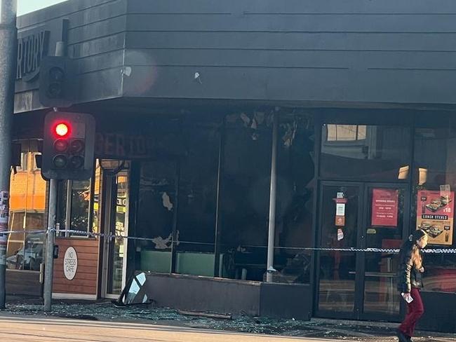 A Burgertory store on Glen Huntly Rd in Caulfield after it was gutted by fire. Picture: Supplied