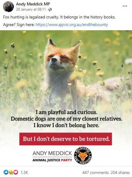 Animal Justice Party MP Andy Meddick launches campaign to end the fox bounty.