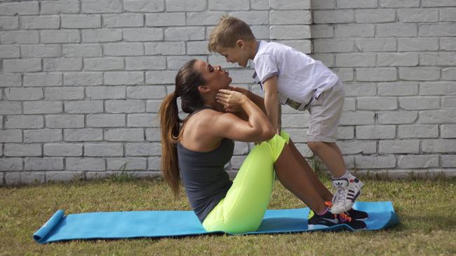 Cute! Training with one of her boys.