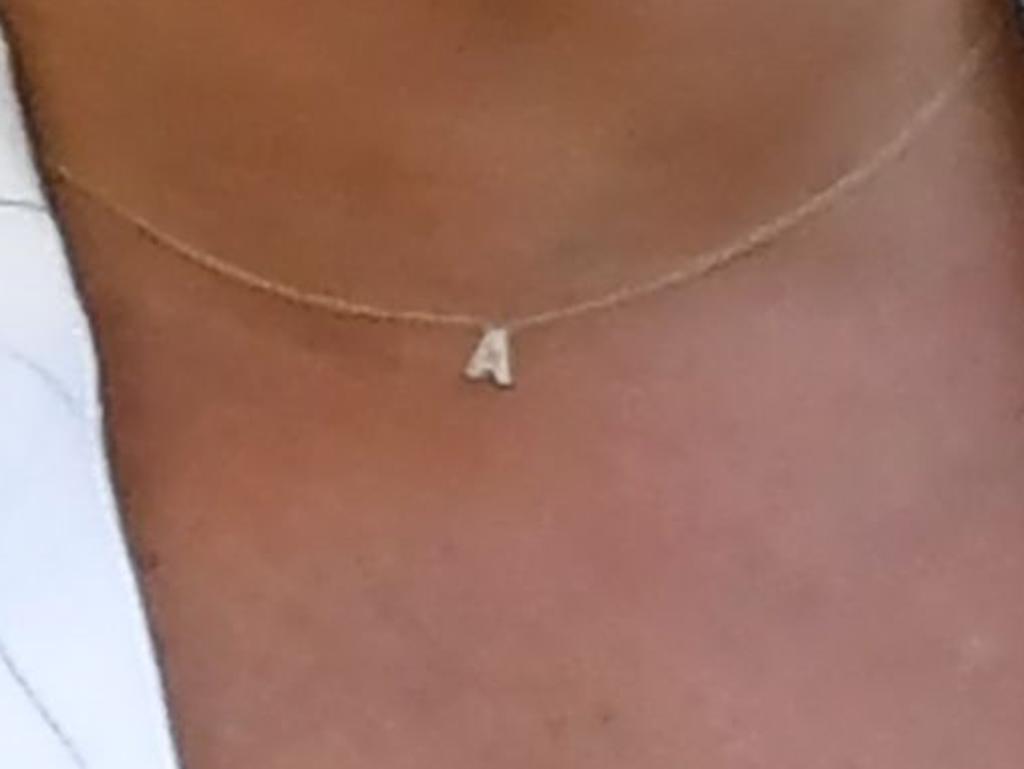 She was wearing an ‘A’ charm on her necklace. Picture: Glyn Kirk/AFP