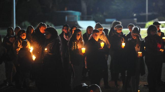 Hundreds turned out at a gathering to support the family of Qi Yu in Berowra. Picture: Jake McCallum