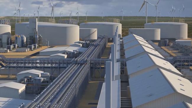 Artist's impression of what Copenhagen Infrastructure Partners (CIP) wind, solar and hydrogen production development on the Eyre Peninsula could look like. Picture: Supplied by CIP