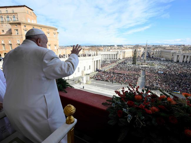 Pope Francis during the Urbi et Orbi message and blessing to the city and the world as part of Christmas celebrations, at St Peter's square. Picture: AFP