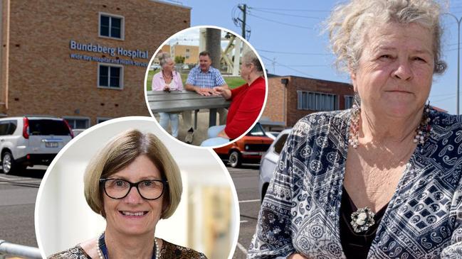 Complaints have been coming forward after long-time Bundaberg patient advocate Beryl Crosby called for the WBHHS CEO Debbie Carroll (left inset) and board to be sacked. Right inset: Rhonda Hudson shares her concerns with Ms Crosby and Burnett MP Stephen Bennett.