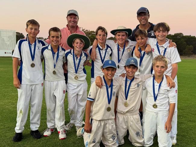 Barwon Heads' U13 Hyland team celebrate their grand final win. Picture: Barwon Heads CC