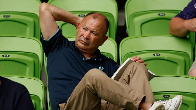 MELBOURNE, AUSTRALIA - MARCH 05: Wallabies coach Eddie Jones looks on during the round two Super Rugby Pacific match between Western Force and Queensland Reds at AAMI Park, on March 05, 2023, in Melbourne, Australia. (Photo by Daniel Pockett/Getty Images)