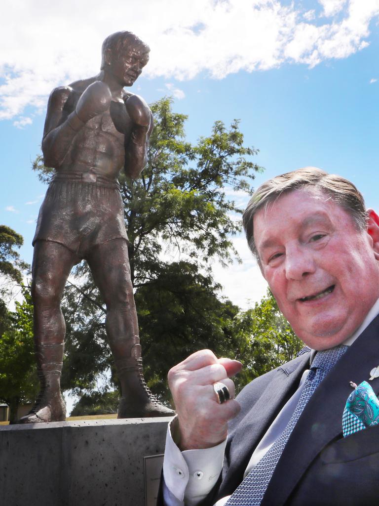 Former boxing great Johnny Famechon at the unveiling of a statue in Frankston for the anniversary of him winning the World Featherweight Championship on January 21st 1969. Picture: David Crosling