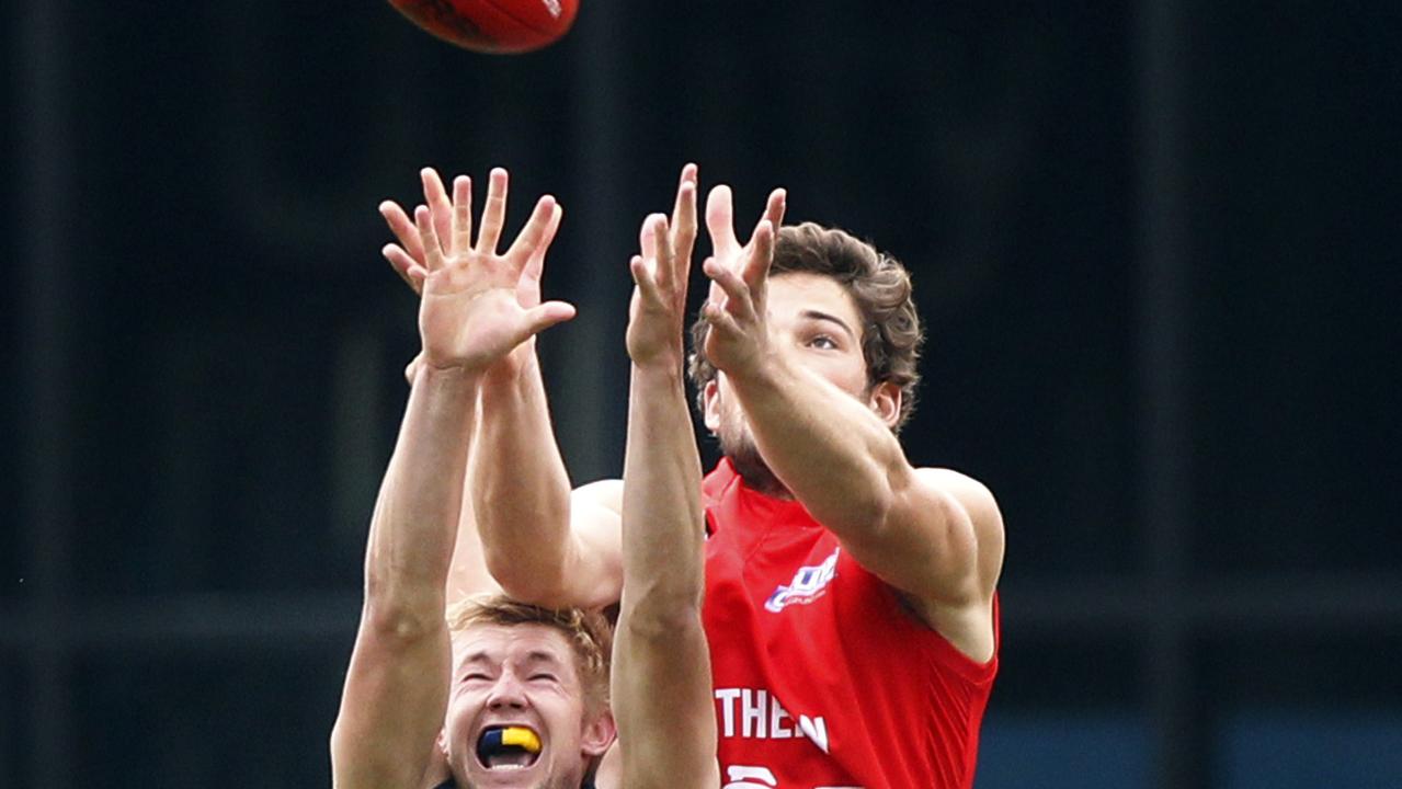 Levi Casboult of the Blues reacts after missing goal in the last quarter  during the Round 12 AFL match between the Carlton Blues and the GWS Giants  at Etihad Stadium in Melbourne, Sunday, June 11, 2017. (AAP Image/Julian  Smith Stock Photo - Alamy