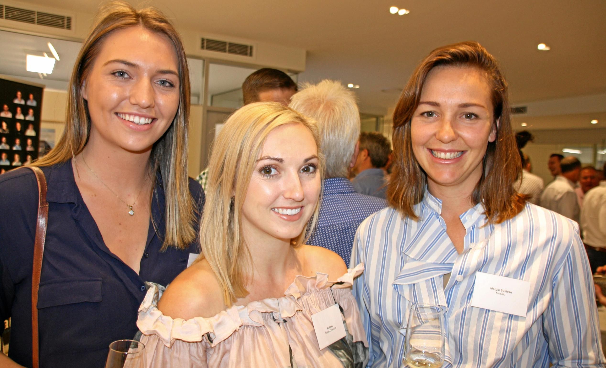 Lillie Hockins and Melissa Park of Studio Collective and Margie Sullivan of Mosaic Property Group at  new Sunshine Coast office in Duporth Avenue, Maroochydore. Picture: Erle Levey