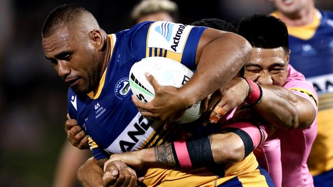 Junior Paulo of the Eels in a trial match against the Panthers. Photo: Brendon Thorne/Getty Images